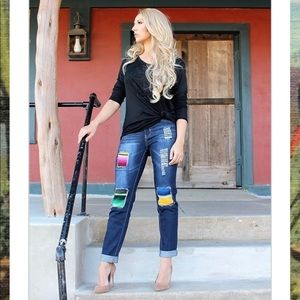 Serape skinny jeans